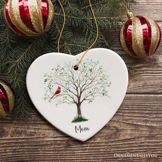 In Loving Memory of Mom and Dad Cardinal on a Tree Ornament: Version 1