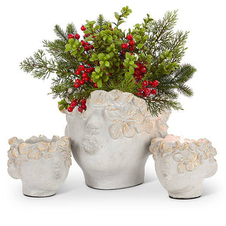 Mini Kissing Face Planter with Gold-4" H