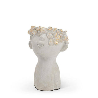 Mini Kissing Face Planter with Gold-4" H