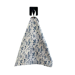Navy Blue Floral Pattern Waffle Kitchen Washcloths