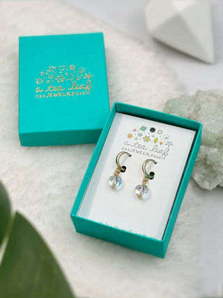 Crystal Heart Huggie Earrings: Silver Plated