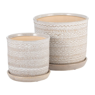 8" Ivory Round Tribal With Saucer