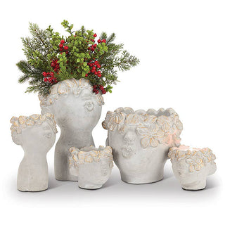 Mini Kissing Face Planter with Gold-4" H