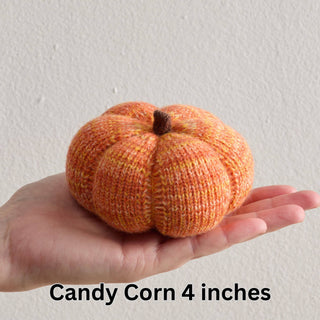 Cozy Knit Pumpkins, variegated yarns, unique autumn colors: 4 inch Sunset