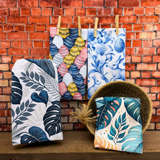 Tropical Foliage Monochrome Waffle Weave Towels - Home Decor