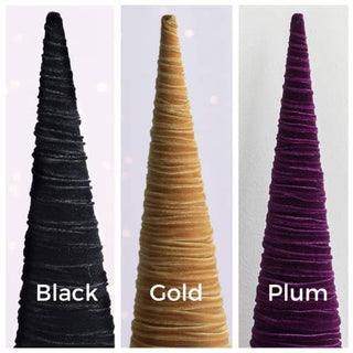 Cones Velvet Small, Elegant Bookshelf Tree Decor, Mantel: Gold