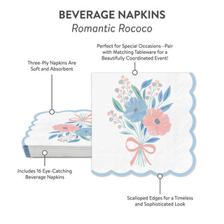 Romantic Rococo Scalloped Beverage Napkins