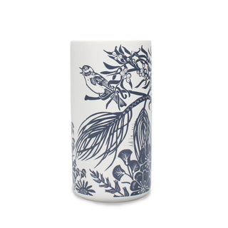 Ceramic Vase Song Bird Woodland Navy