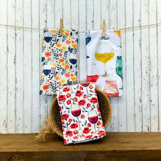 Roses & Wine Kitchen Decor Waffle Towels - Mothers Day Gifts
