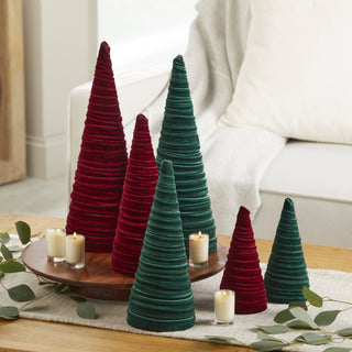 Cones Velvet Small, Elegant Bookshelf Tree Decor, Mantel: Gold