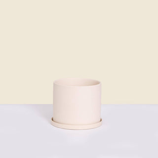 Small Beige Pot with Saucer