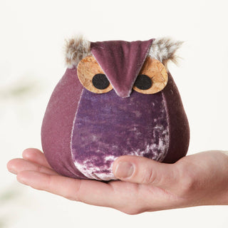 Whimsical velvet owls, charming owl enthusiastic, nature: Teal Owl