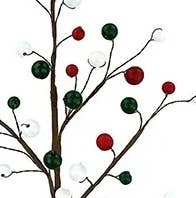 Wired Wood Bead Spray: Red & White