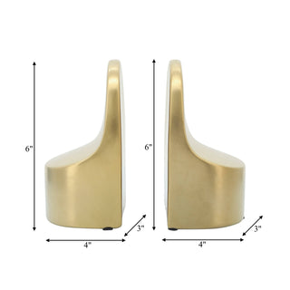 Bookends Set of 2 - Gold Ceramic Contemporary, 6 in.