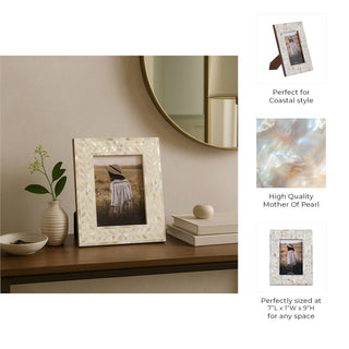 Photo Frame - Ivory Wood Mother Of Pearl Inlay Vine: Ivory / 5x7