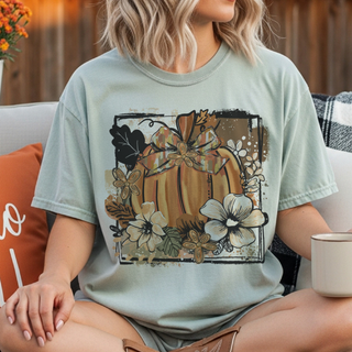 L Pumpkin Floral Neutral Graphic Tee: Cream / Large