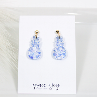 Blue snowman Dangle Earrings, Acrylic Earrings