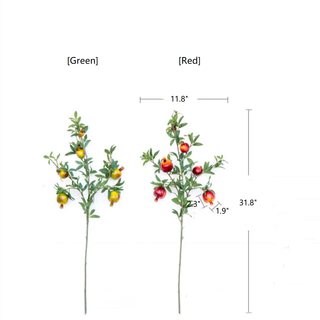 Big Fruit Faux Pomegranate Stem 32" Tall: Red / Five Stems