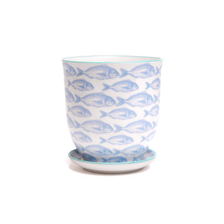Liberte  Indoor plant pots with drainage 3 & 5 inch planter: Blue Leaves / 4.25"