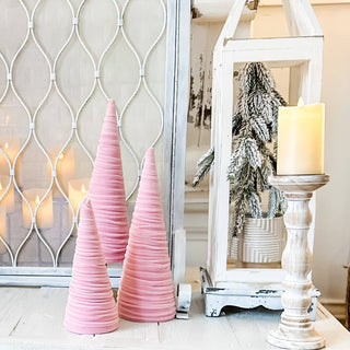 Cones Velvet Small, Elegant Bookshelf Tree Decor, Mantel: Silver