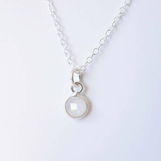 Tiny Moonstone Gemstone on Sterling Silver Necklace (Cira): Moonstone / 18" Satellite chain