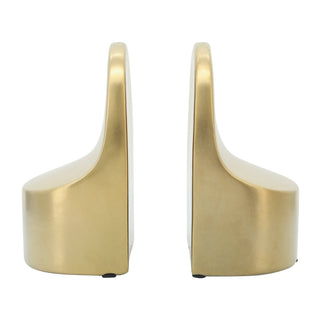 Bookends Set of 2 - Gold Ceramic Contemporary, 6 in.