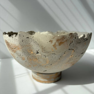 Half Moon Bowl Pot 7" | Decorative Bowl | Rough Concret Bowl: With hole