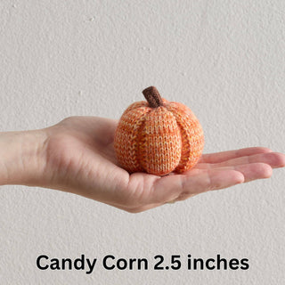 Cozy Knit Pumpkins, variegated yarns, unique autumn colors: 4 inch Sunset