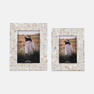 Photo Frame - Ivory Wood Mother Of Pearl Inlay Vine: Ivory / 5x7