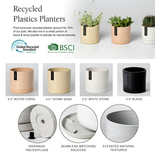 3.5" Earth Tone Mini Planters | 4 Colorways: Muted Coral