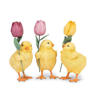 Standing Chick with Tulip-3 Assorted-5"H
