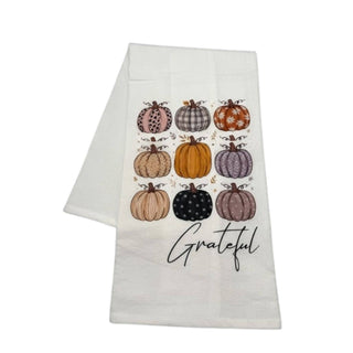Grateful Pumpkin Fall Tea Towels - Thanksgiving Decor