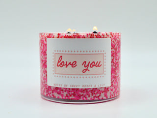 Love You - 3 Wick Valentine's Day Candle - 15 oz Soy Candle