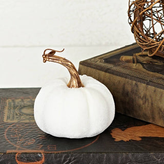 29436-4-inch Cream velvet pumpkin with golden stem