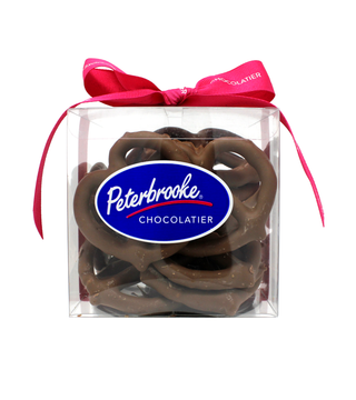 Hand-dipped Milk Chocolate Pretzel Twists cube - 6 oz