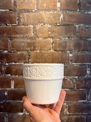 White Glazed Butterfly Pot