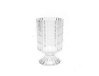 PEDESTAL VASE RECTANGULAR GRID 7 inch height
