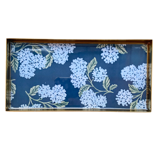 Brass Tray- Navy Hydrangea