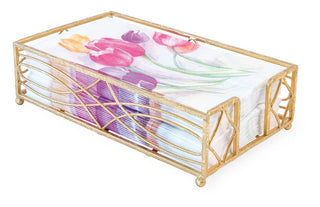 Paper Guest Towel Metal Caddy Wave Gold Leaf